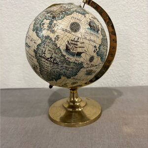 Vintage 9" MCM Celestial Star Globe Zodiac & Constellations Gold Metal Stand